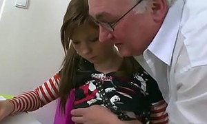 Perfect young college spread out is touched and fucked by her old teacher