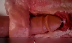 Close up and internal view of anal dildo going to bed